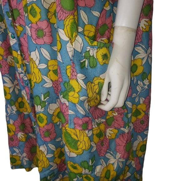 Vintage Lane Bryant 60s Colorful Floral House Coat Plus Size 50-52 - Picture 7 of 15